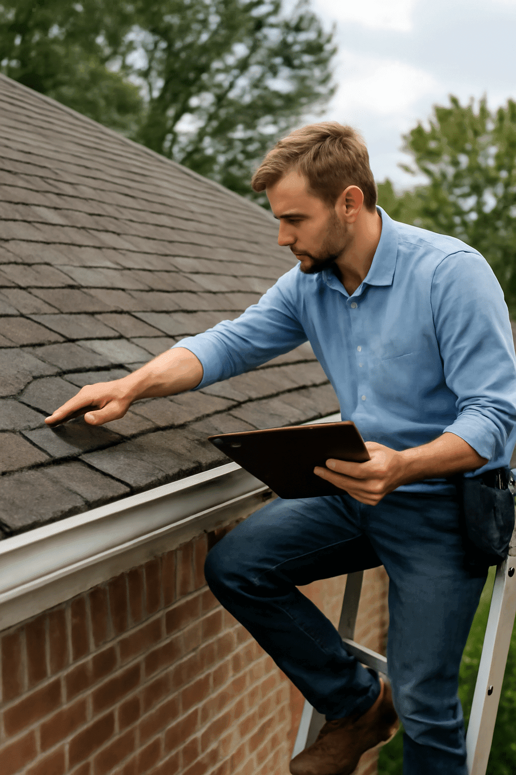 Roof inspection during a roof repair service in Peachtree City, GA