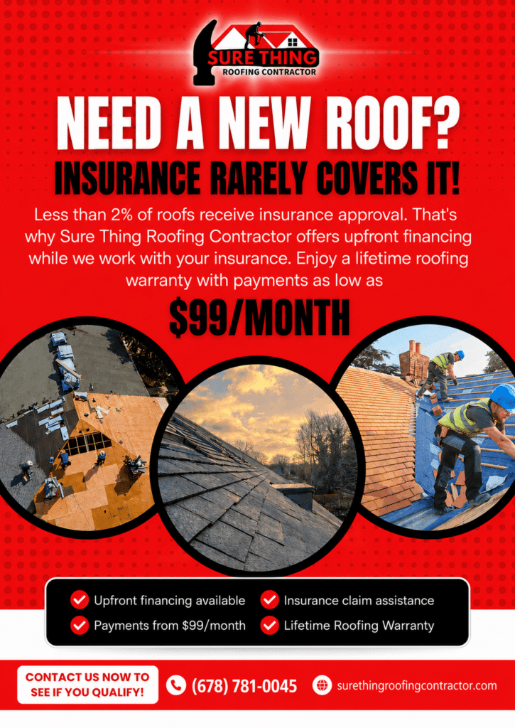 Roof replacement ad: $99/month financing available
